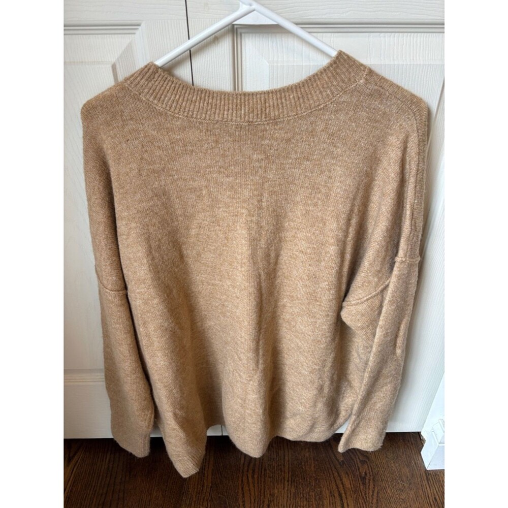 Vince Camuto tan red Heart Crewneck  oversized Sweater Womens LG soft cozy EUC - Picture 7 of 7